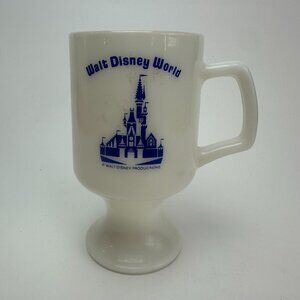 Vintage Footed Milk Glass Walt Disney World Souvenir Mug Coffee Cup
